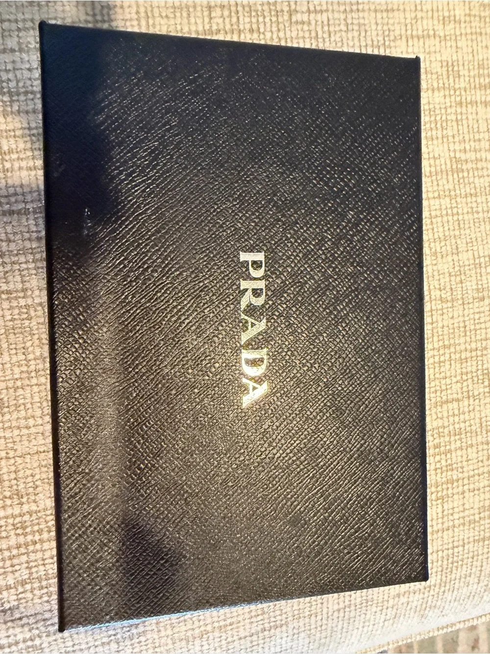 Prada Tan Brown Leather Phone Case with Black Trim and Braided Lanyard